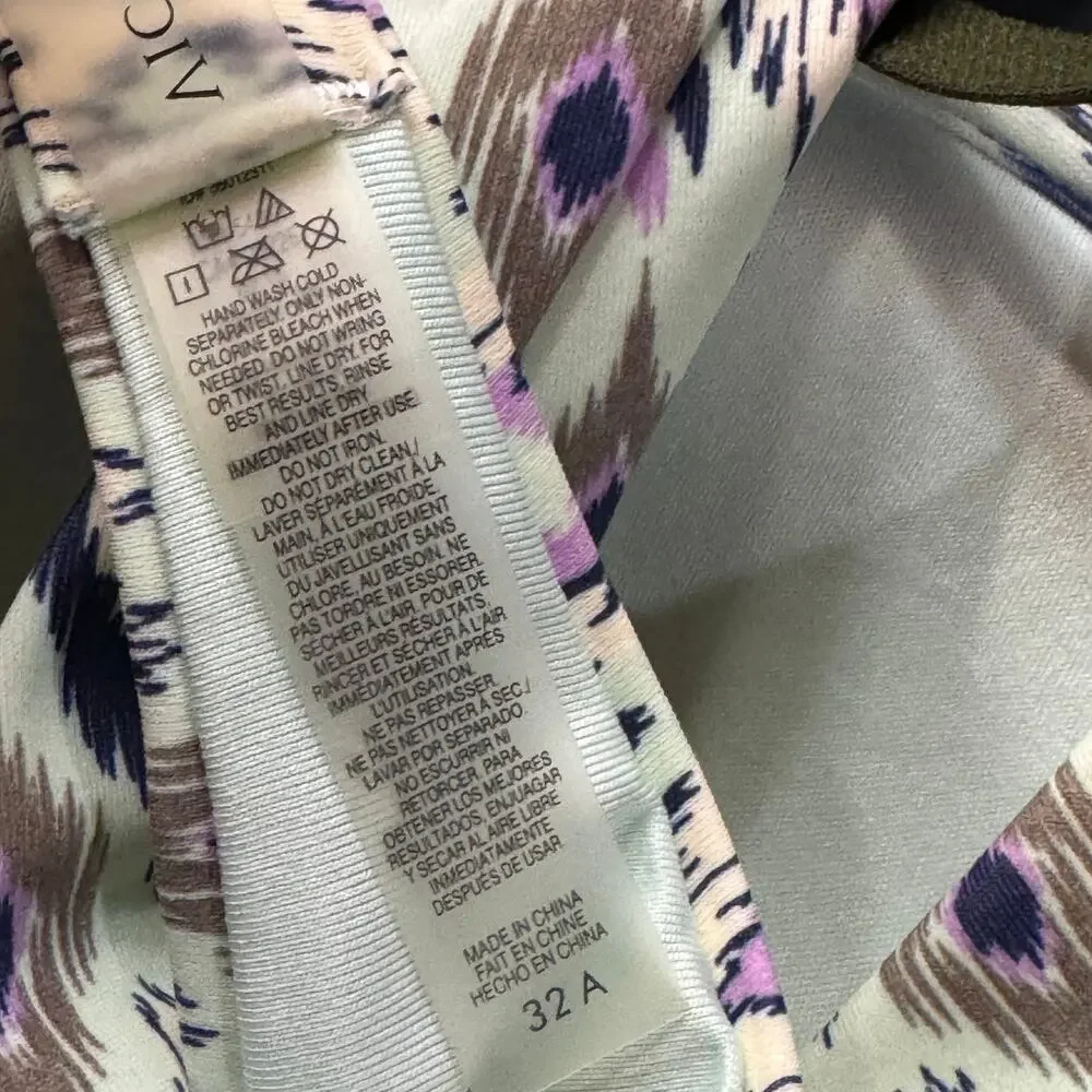 Victoria’s Secret SZ 32A Bikini Swim Top Ikat Molded Padded Cup Tie Halter Multi